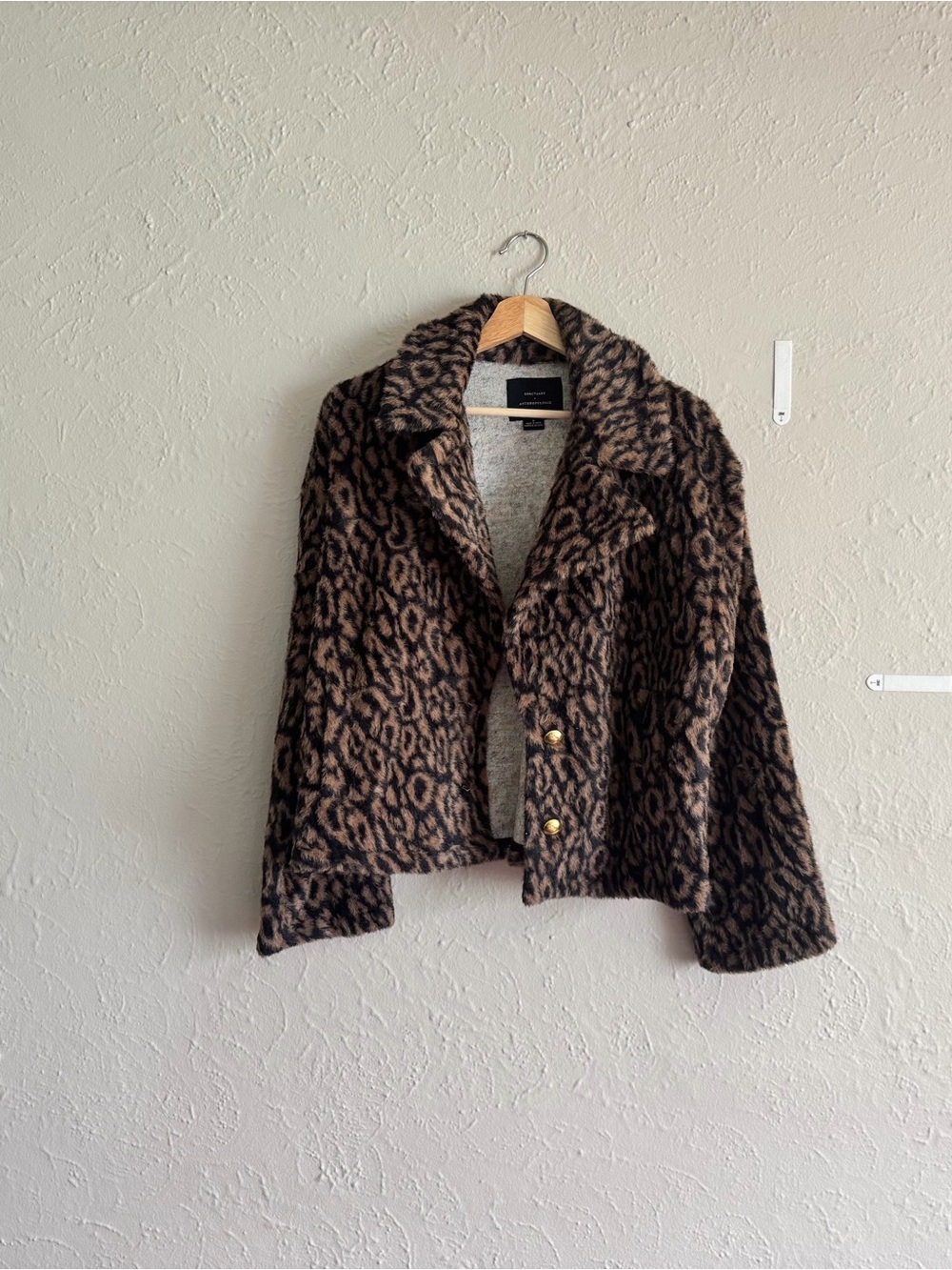 Sanctuary / Anthropologie Leopard-Pattern Faux Fur Jacket - Brown & Black